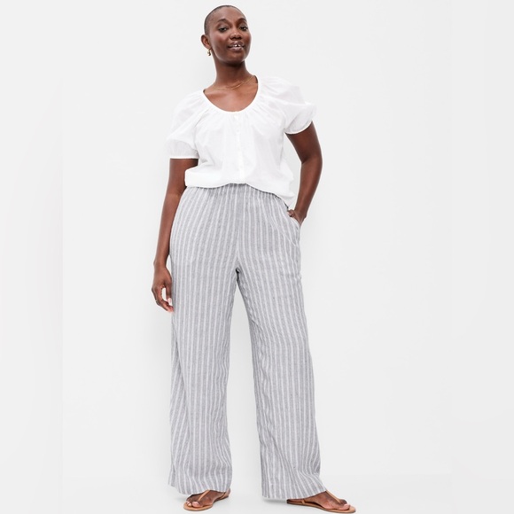 🆕 Old Navy Women's High-Waisted Linen-Blend Wide-Leg Pants - Picture 5 of 16